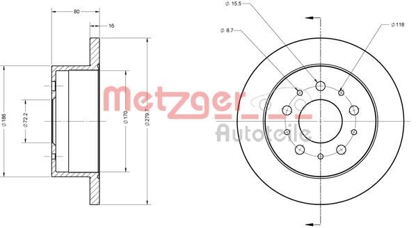 Bremsscheibe METZGER 6110163