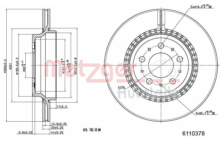 Bremsscheibe METZGER 6110378