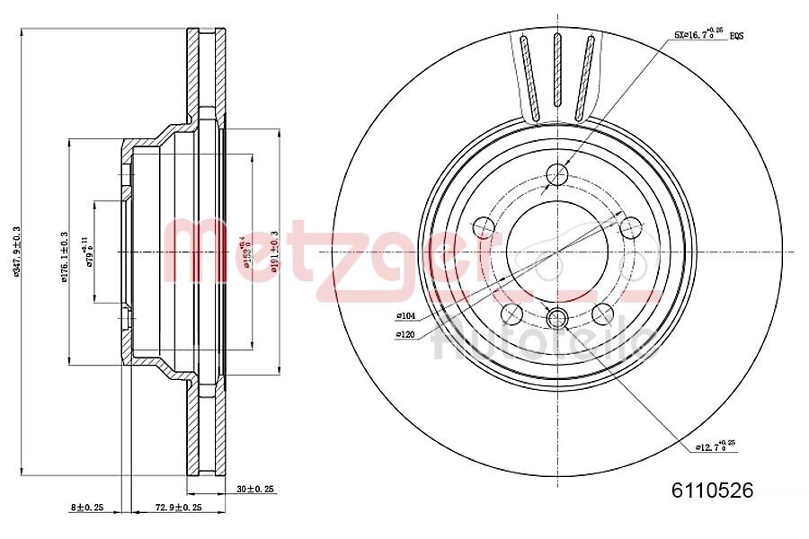 Bremsscheibe METZGER 6110526