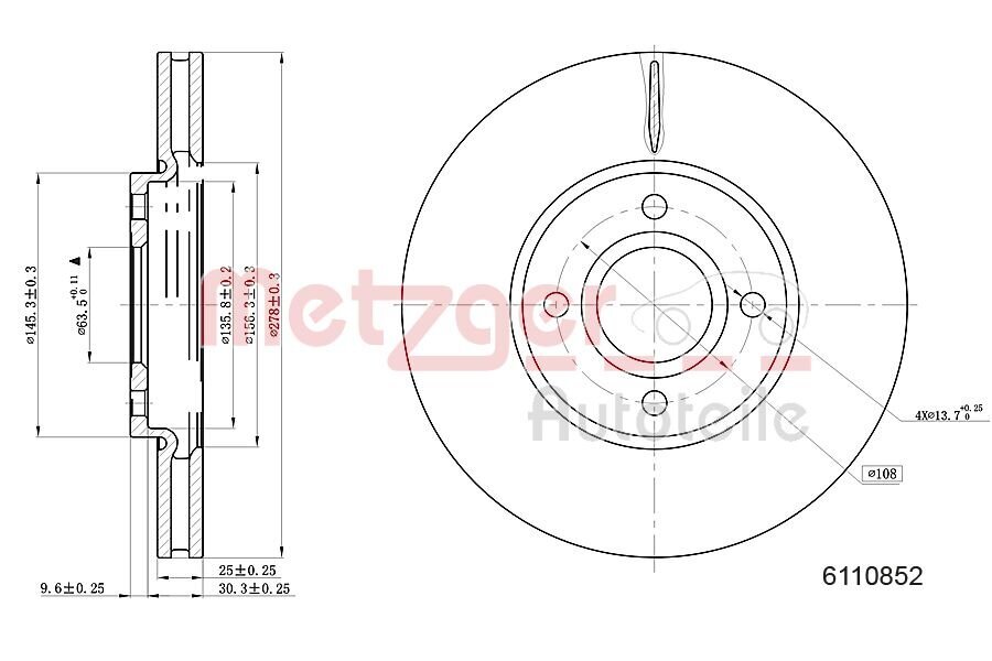 Bremsscheibe METZGER 6110852