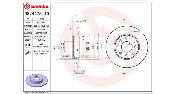 Bremsscheibe MAGNETI MARELLI 360406037200