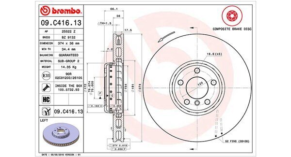 Bremsscheibe MAGNETI MARELLI 360406131904