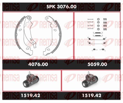 Bremsensatz, Trommelbremse REMSA SPK 3076.00