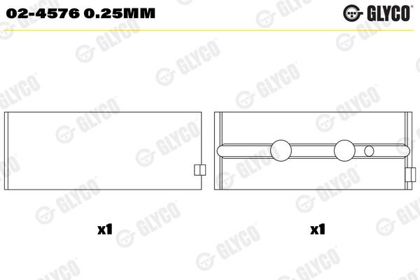 Kurbelwellenlager GLYCO 02-4576 0.25mm