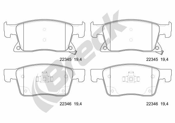 Bremsbelagsatz, Scheibenbremse BRECK 22345 00 701 00 Bild Bremsbelagsatz, Scheibenbremse BRECK 22345 00 701 00