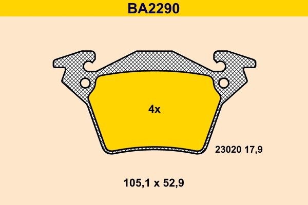 Bremsbelagsatz, Scheibenbremse BARUM BA2290 Bild Bremsbelagsatz, Scheibenbremse BARUM BA2290