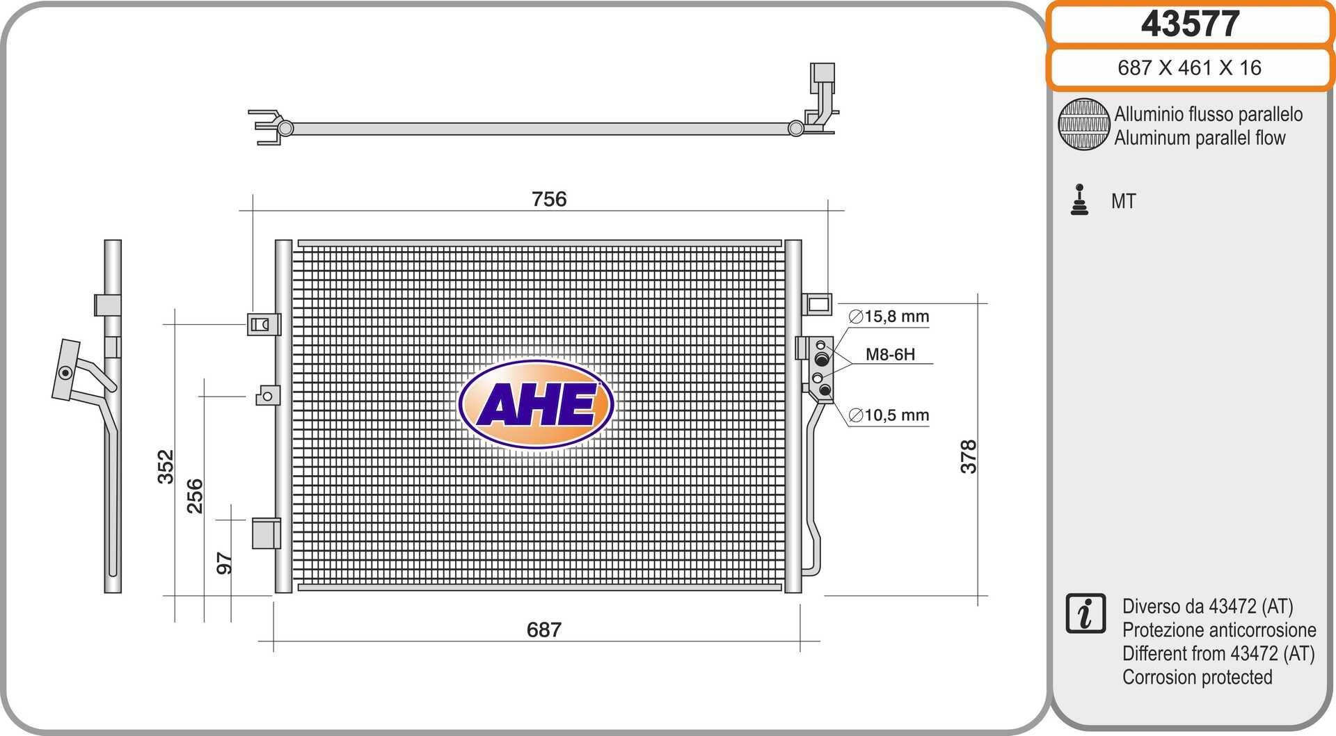 Kondensator, Klimaanlage AHE 43577 Bild Kondensator, Klimaanlage AHE 43577