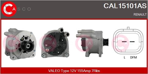 Generator 12 V CASCO CAL15101AS Bild Generator 12 V CASCO CAL15101AS