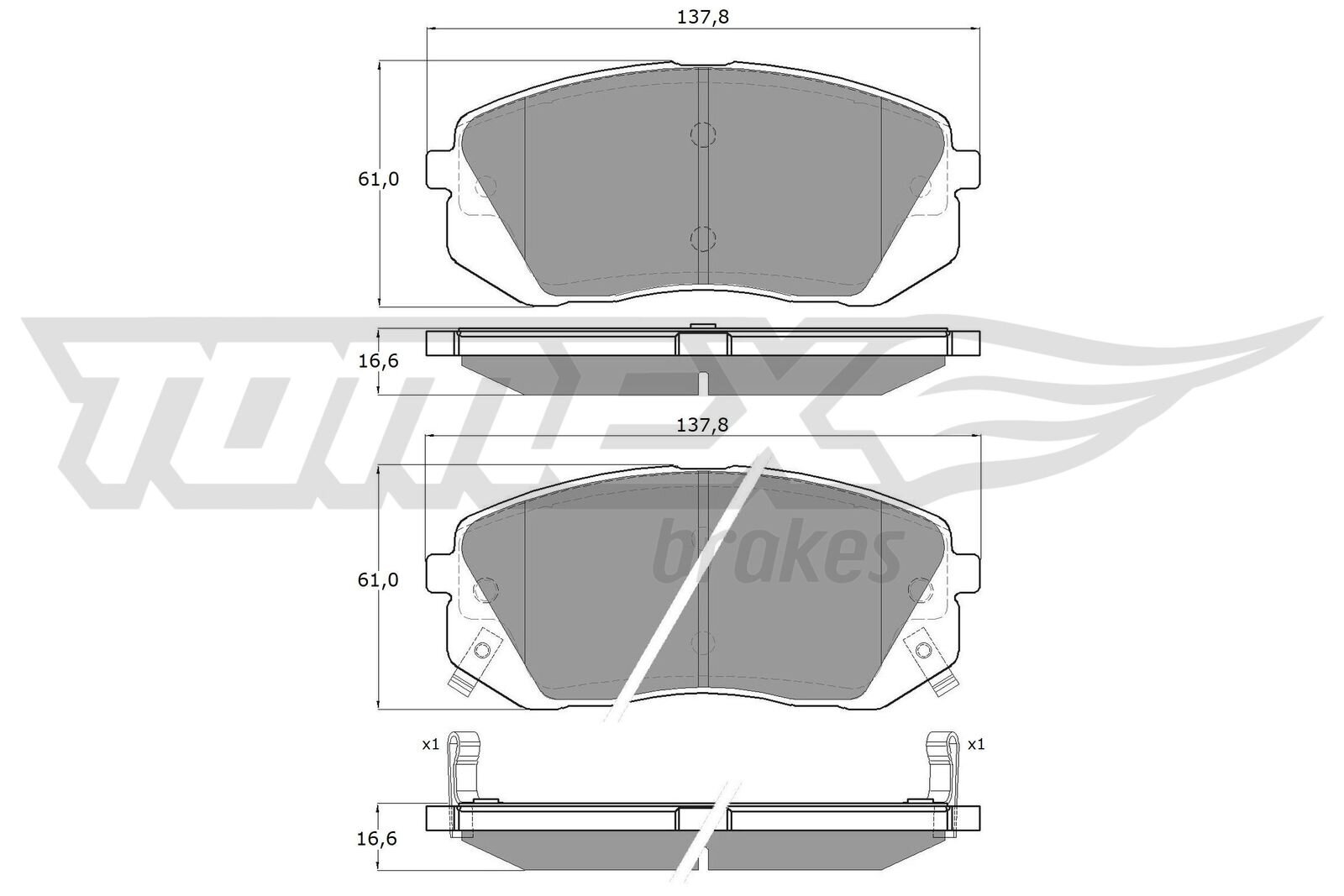 Bremsbelagsatz, Scheibenbremse TOMEX Brakes TX 16-44