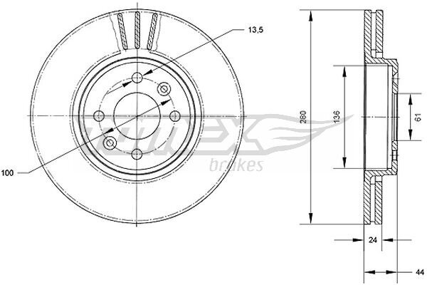 Bremsscheibe TOMEX Brakes TX 70-22