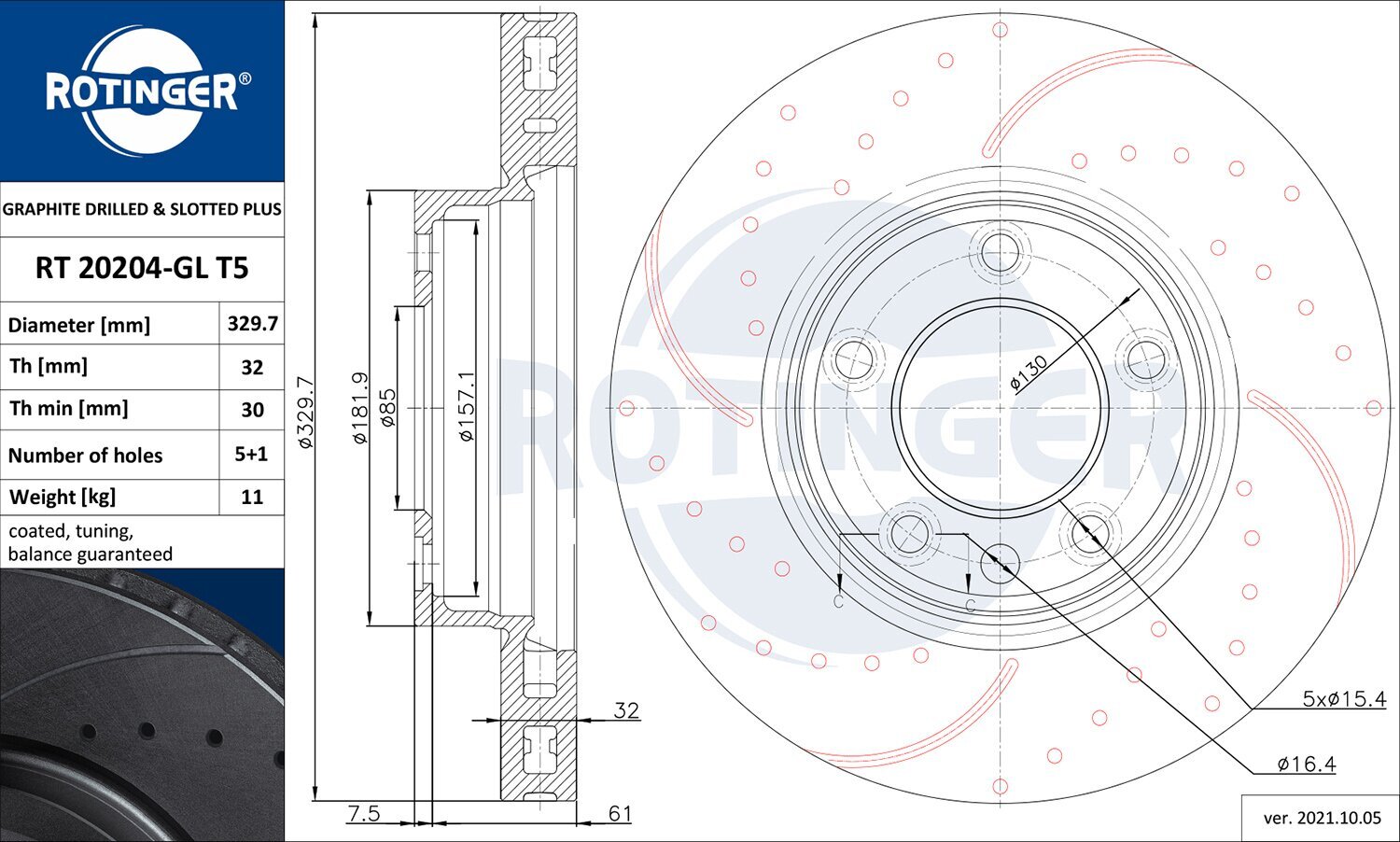 Bremsscheibe ROTINGER RT 20204-GL T5