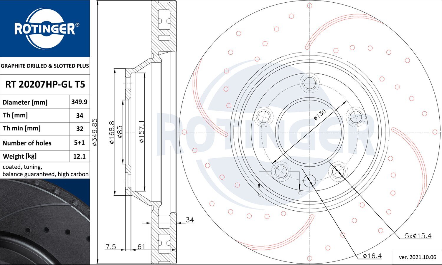 Bremsscheibe ROTINGER RT 20207HP-GL T5