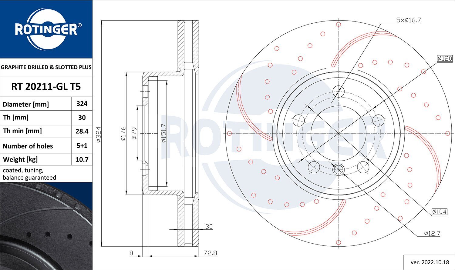 Bremsscheibe ROTINGER RT 20211-GL T5