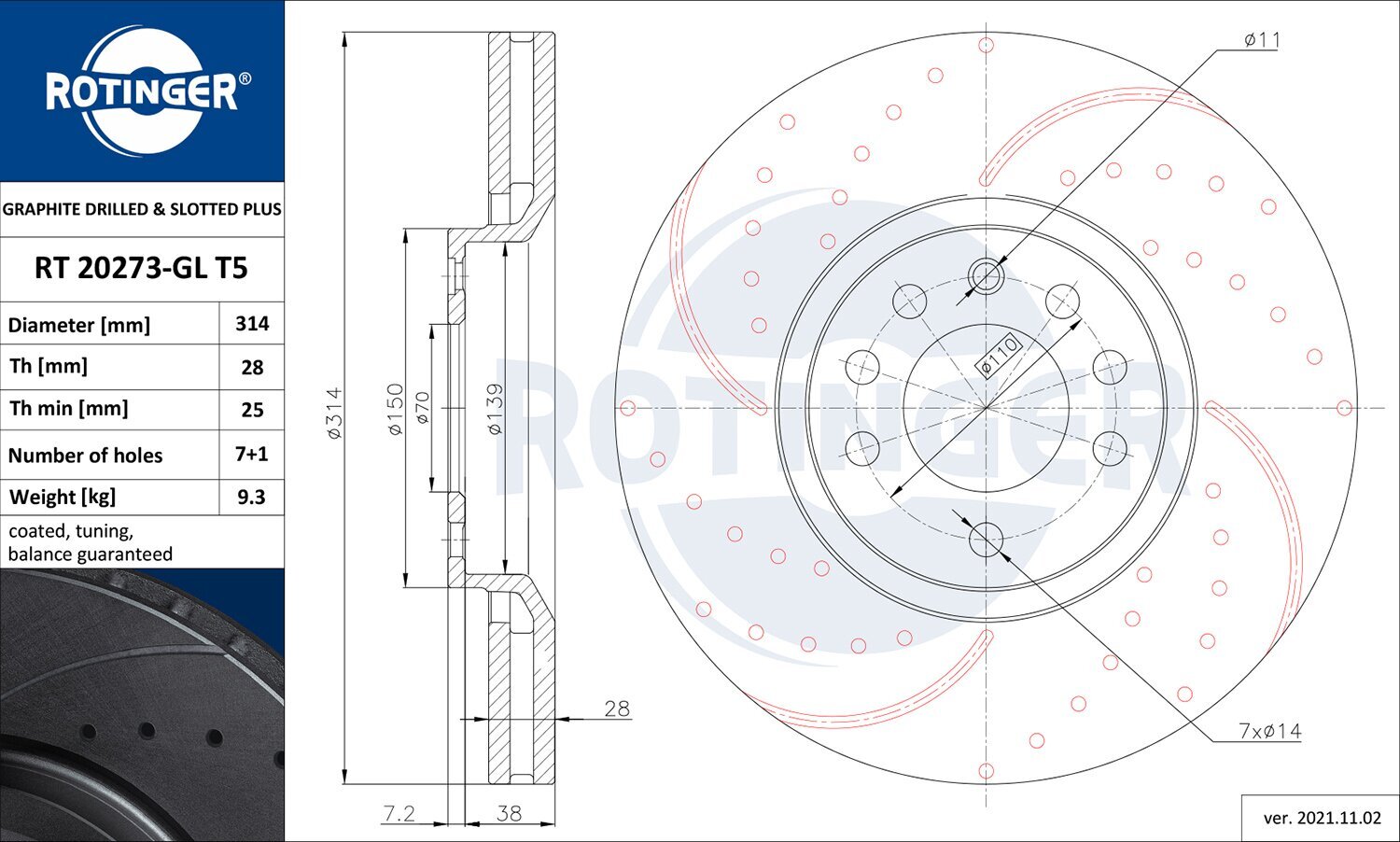 Bremsscheibe ROTINGER RT 20273-GL T5