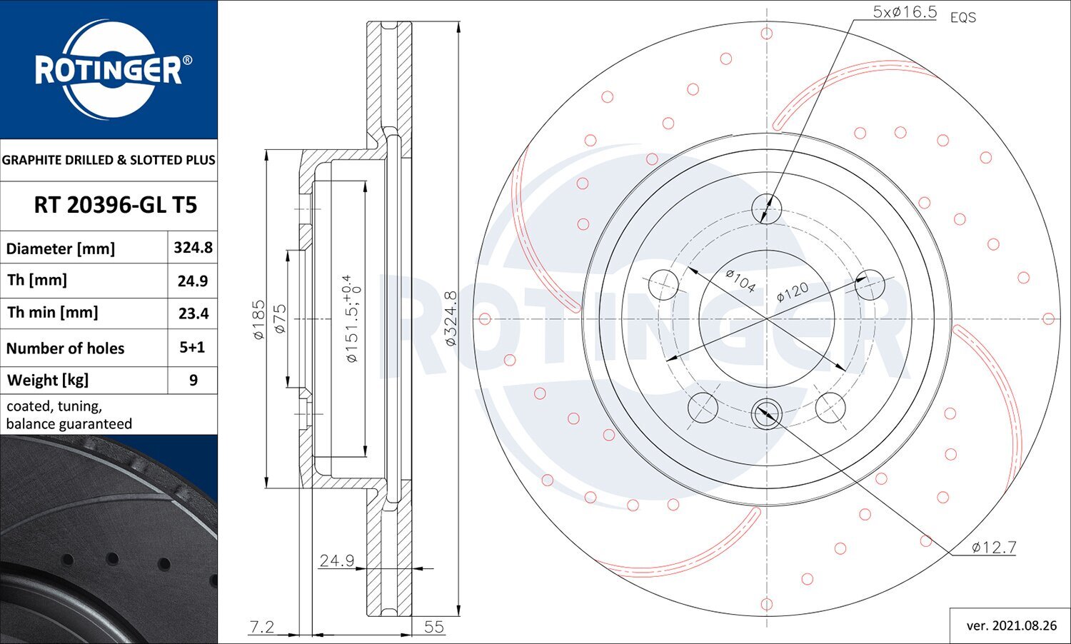 Bremsscheibe ROTINGER RT 20396-GL T5