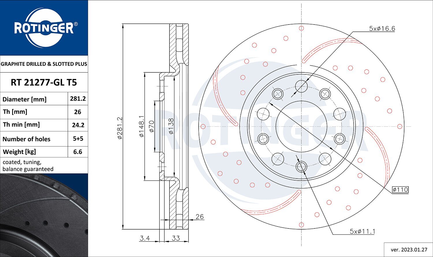 Bremsscheibe ROTINGER RT 21277-GL T5