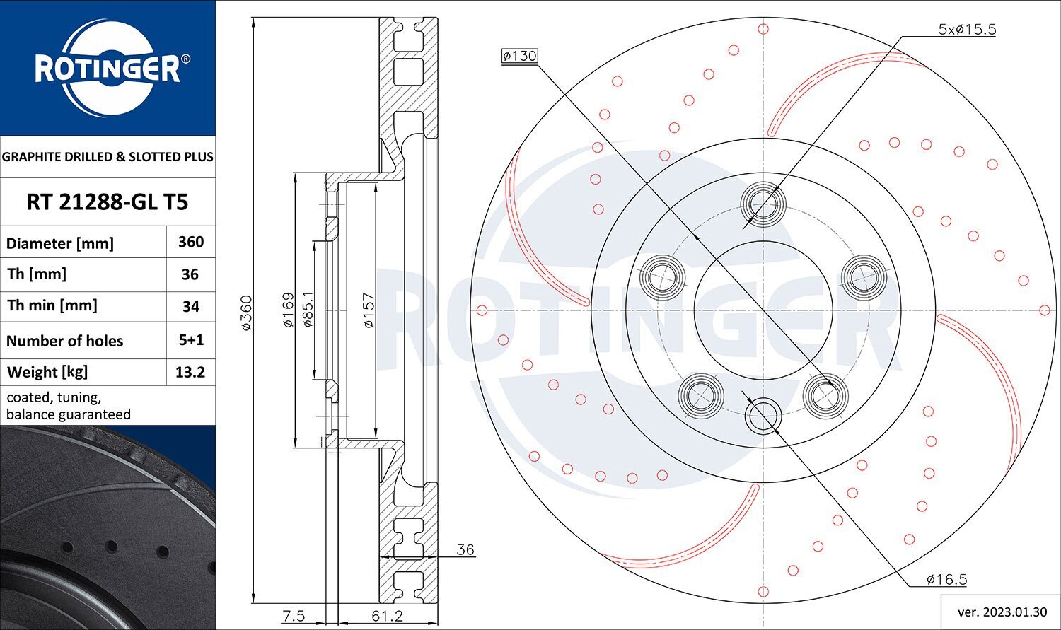 Bremsscheibe ROTINGER RT 21288-GL T5