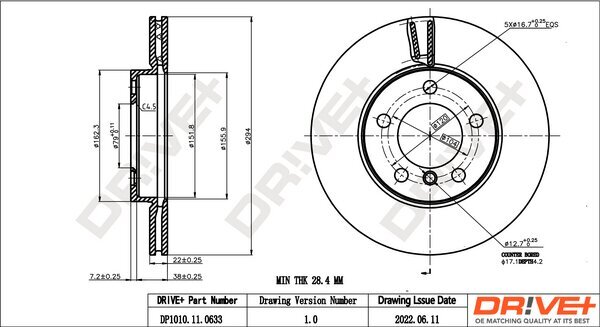 Bremsscheibe Dr!ve+ DP1010.11.0633